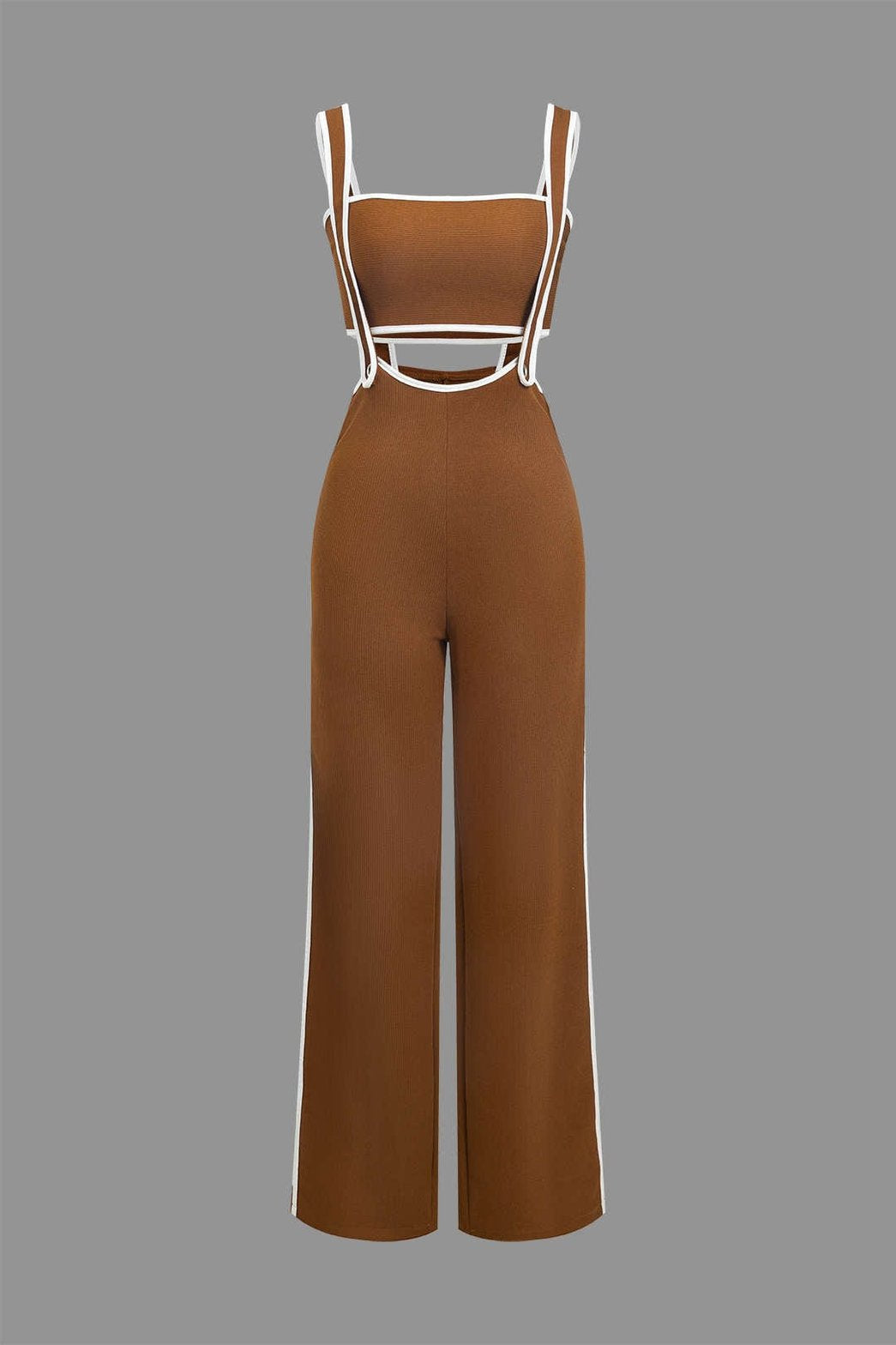 Ensemble sportif marron côtelé doux