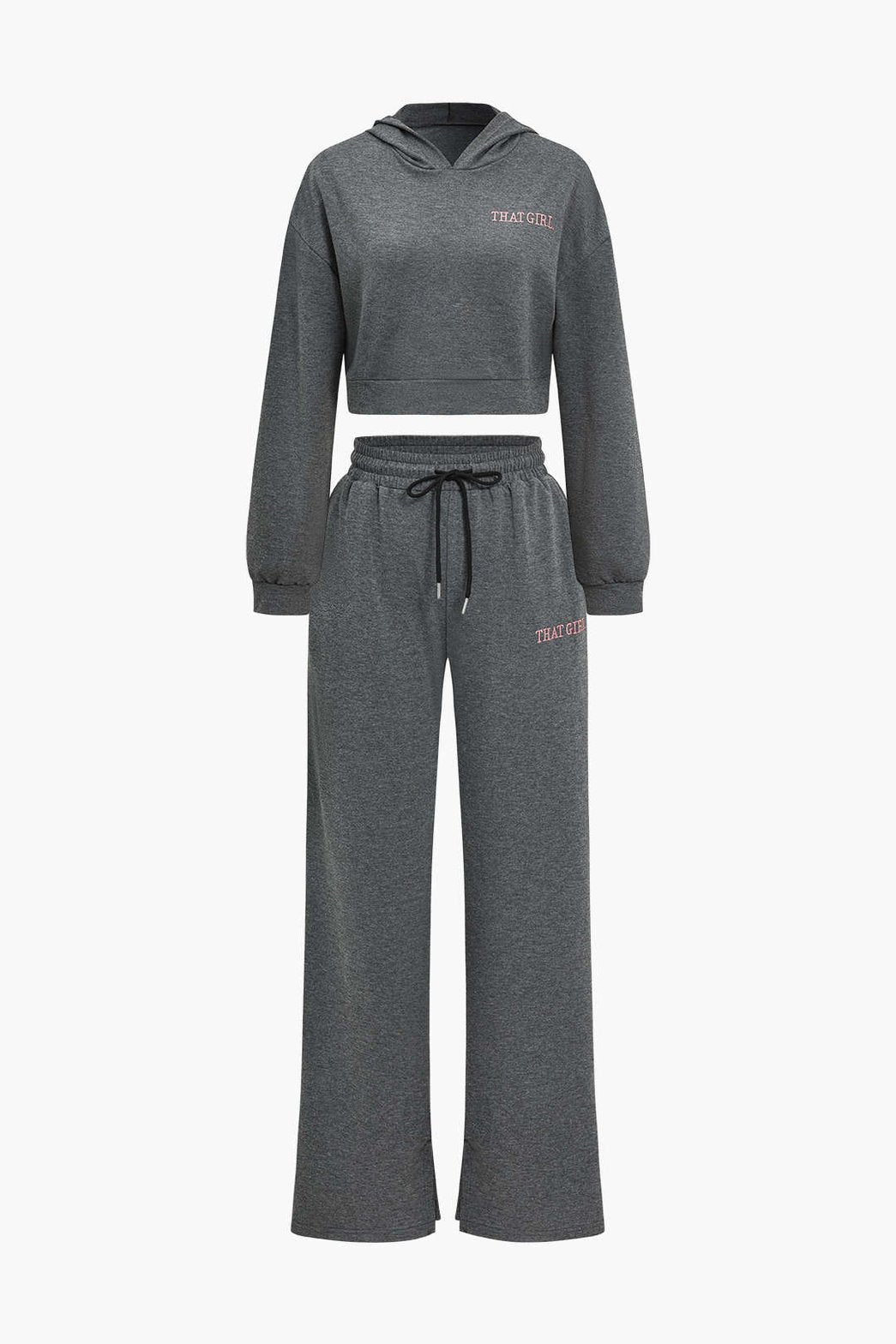 Ensemble sportswear gris avec hoodie crop top zéphyr