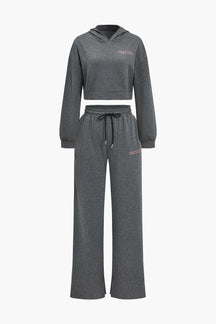 Ensemble sportswear gris avec hoodie crop top zéphyr