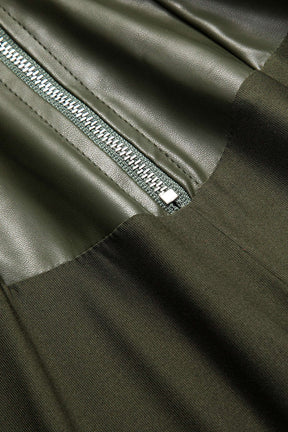 Ensemble simili cuir kaki détail matière pluie