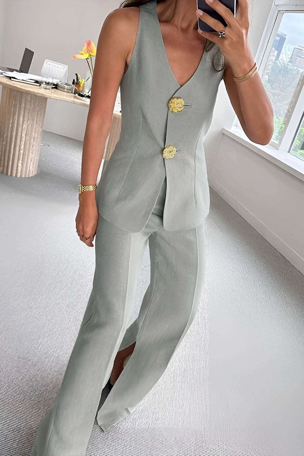 Ensemble tailleur élégant menthe étoile