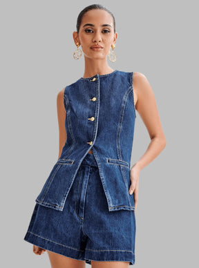 Ensemble jean tendance deux pièces soleil