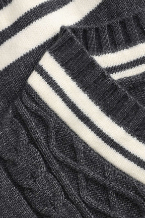 Ensemble tricoté bicolore chic confort