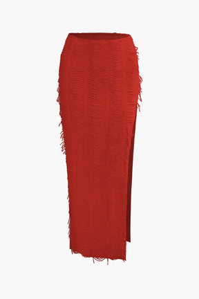 Ensemble Texturé Col V avec Jupe Longue