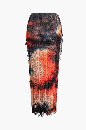 Ensemble Texturé Col V avec Jupe Longue
