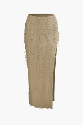 Ensemble Texturé Col V avec Jupe Longue