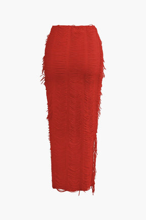Ensemble Texturé Col V avec Jupe Longue