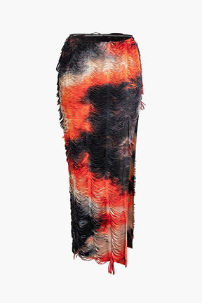 Ensemble Texturé Col V avec Jupe Longue