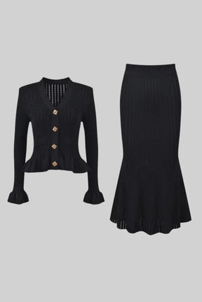 Ensemble deux pièces maille noir charme