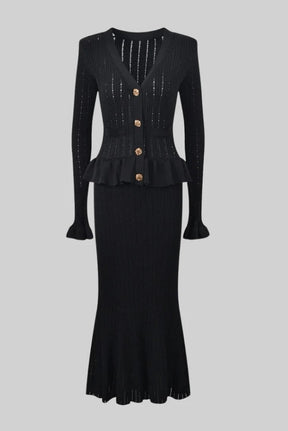 Ensemble tricot col V noir raffinement