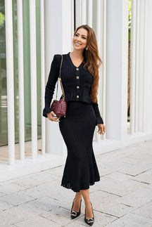Ensemble tricot noir élégant harmonie