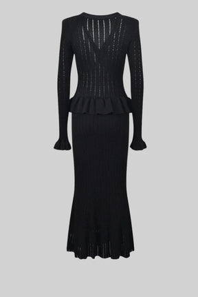 Ensemble jupe et top tricot noir sophistication