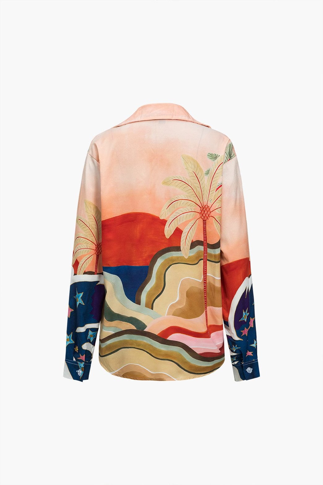 Ensemble tropical chemise et pantalon palmier vue côté vague