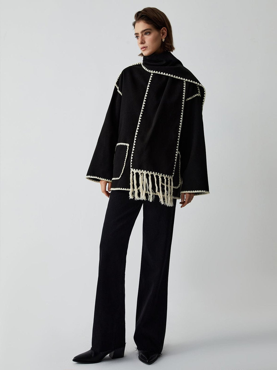Ensemble Veste Élégante avec Écharpe Assortie