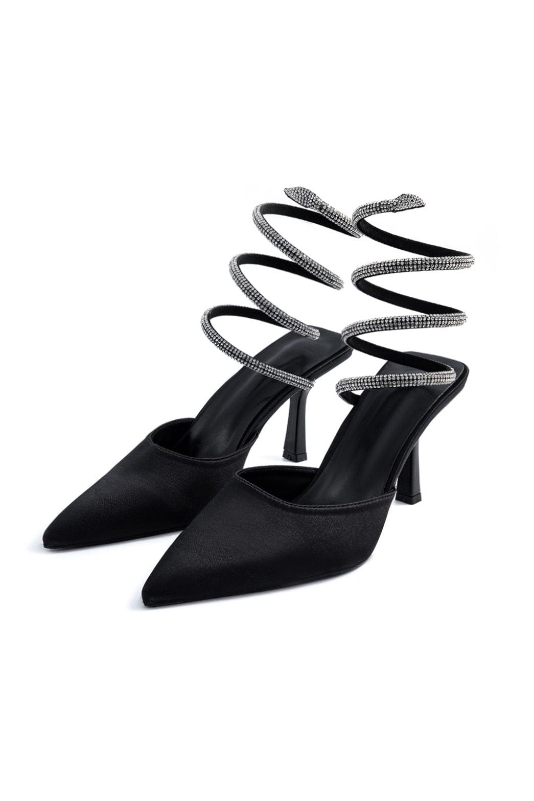 Talons aiguilles avec lanières cristal étincelant
