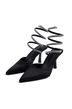 Talons aiguilles avec lanières cristal étincelant