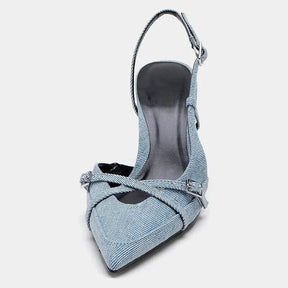 Escarpins denim vue dessus lune