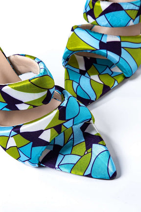 Mules à talons motif graphique lune