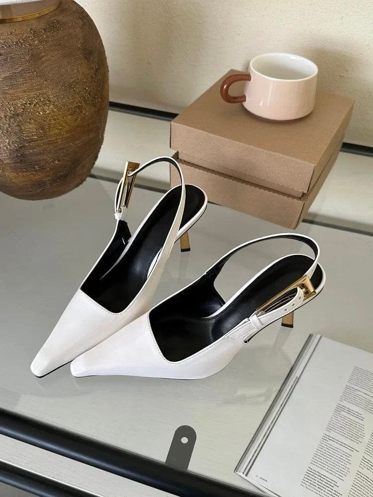 Escarpins slingback noirs vue avant soleil