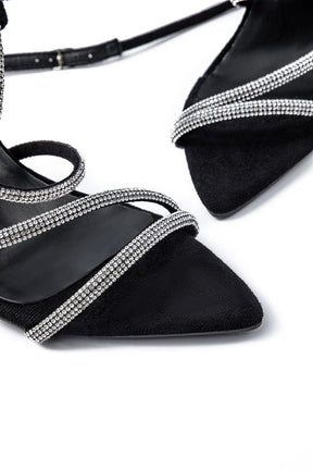 Escarpins noirs à strass vue ensemble - Diamant
