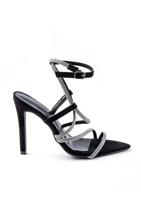 Escarpins noirs à strass détail talon - Perle