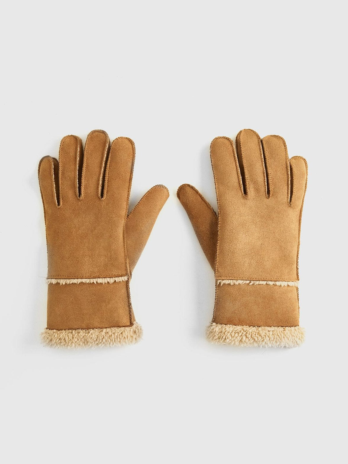 Gants en daim doublés beiges douceur