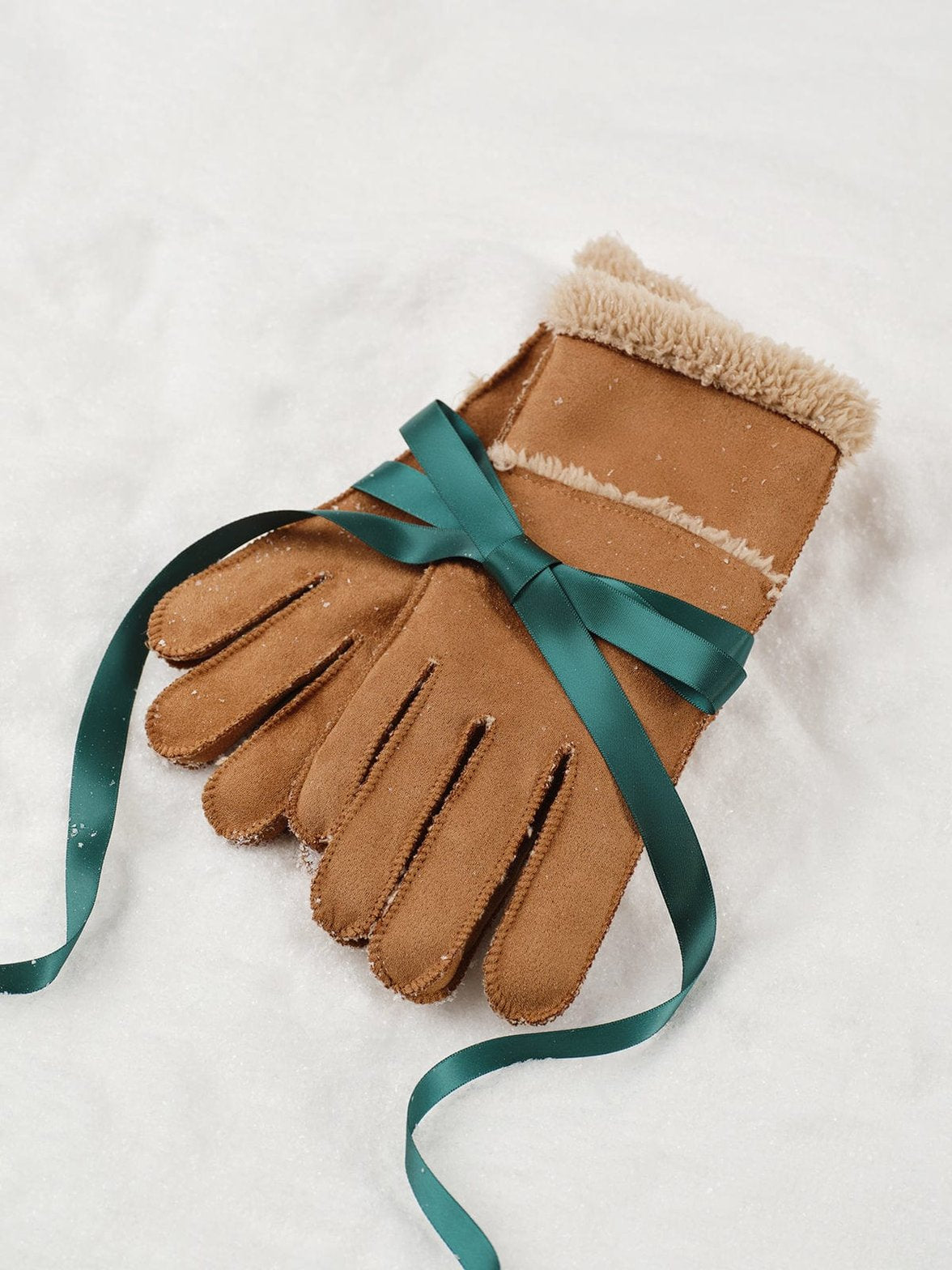 Gants en daim doublés beiges chaleur
