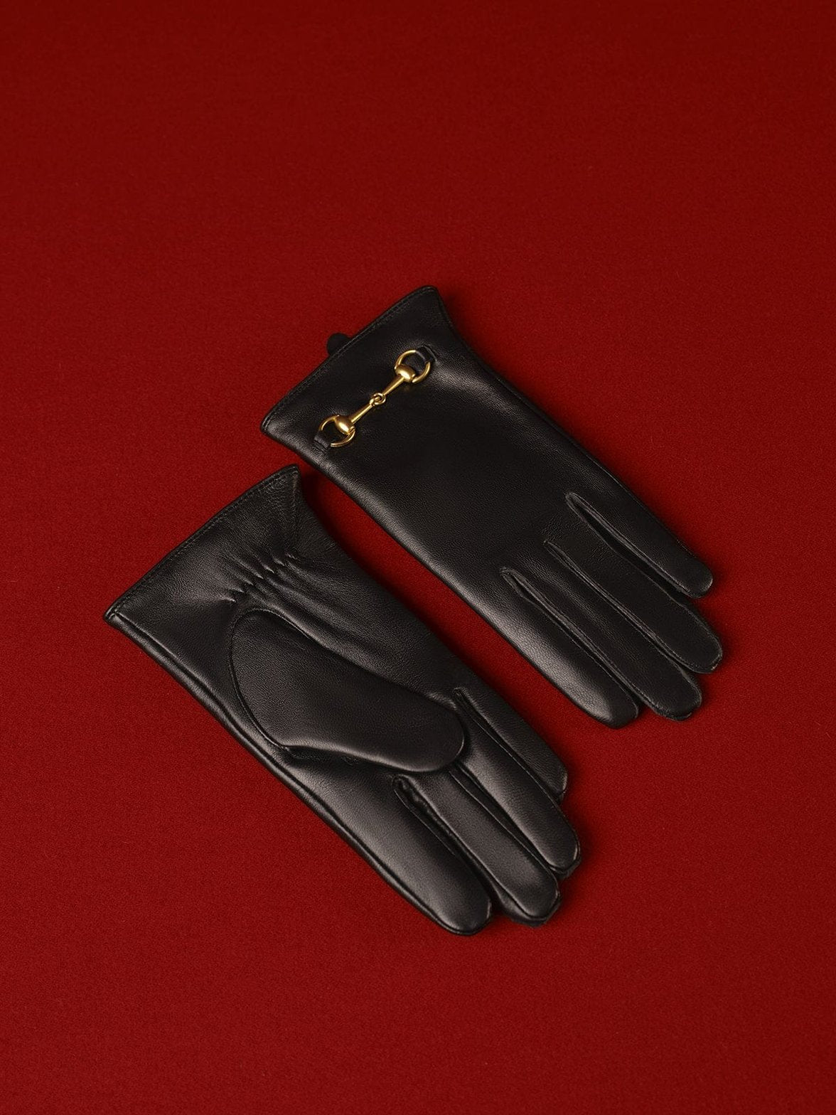 Gants en cuir détail doré harmonie
