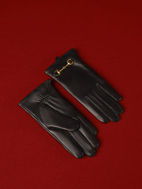 Gants en cuir détail doré harmonie
