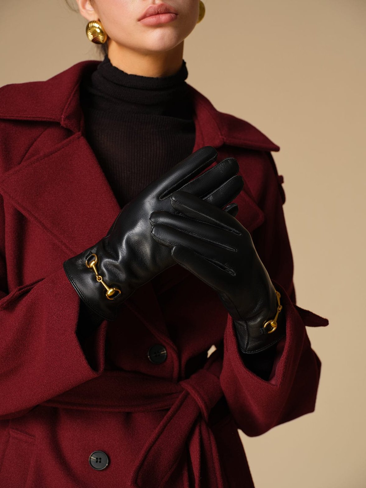 Gants en cuir noir élégant douceur