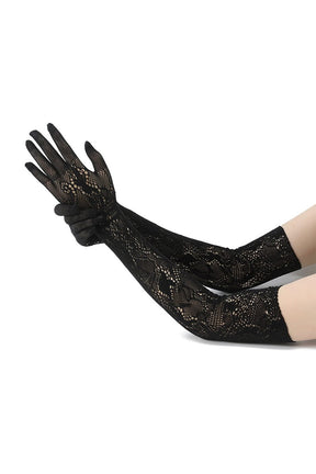 Gants en dentelle noire élégants cerise