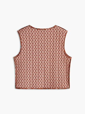 Gilet bohème rose pâle motifs étoilés cristal
