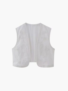 Look complet gilet fleuri charme