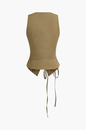 Détail ceinture gilet camel grâce