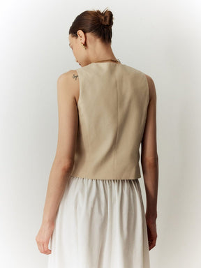 Gilet boutonné beige légèreté