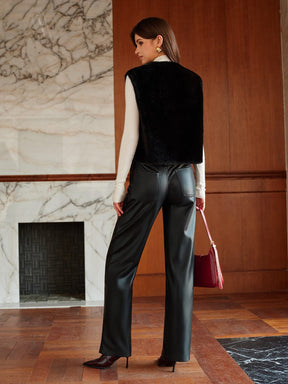 Gilet moderne en fausse fourrure noir style