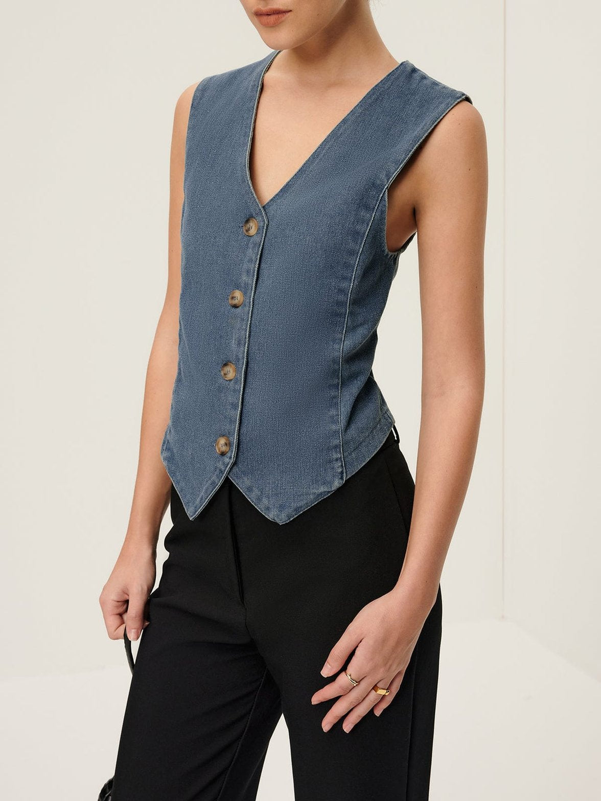 Gilet denim détail boutons sublime