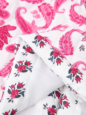 Gilet motif cachemire rose détail léger