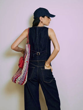 Gilet jean boutonné casual lune