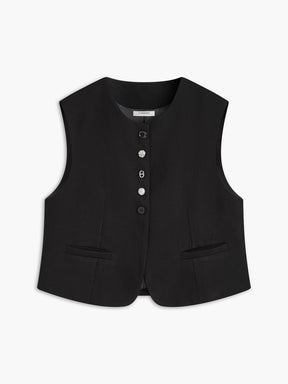 Gilet noir élégant vue de face soleil