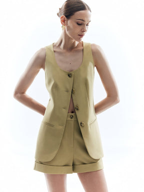 Gilet fendu beige élégant soleil