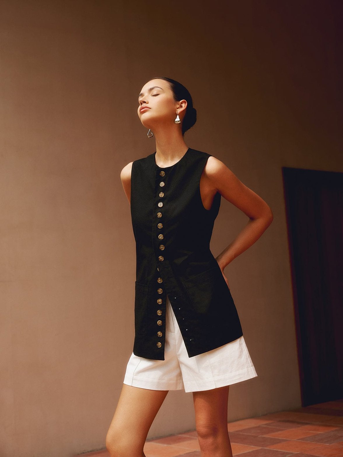 Gilet tendance lin et coton brillant