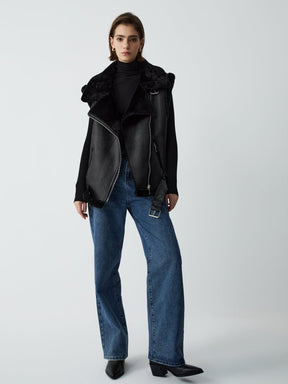 Gilet simili cuir noir vue de dos stylé