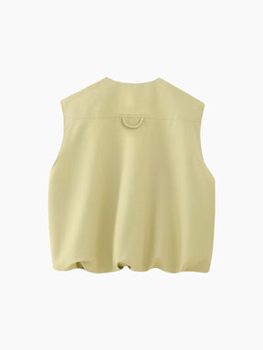 Gilet oversize jaune pâle porté décontracté étoile