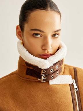 Gilet polaire asymétrique doublé mouton élégant