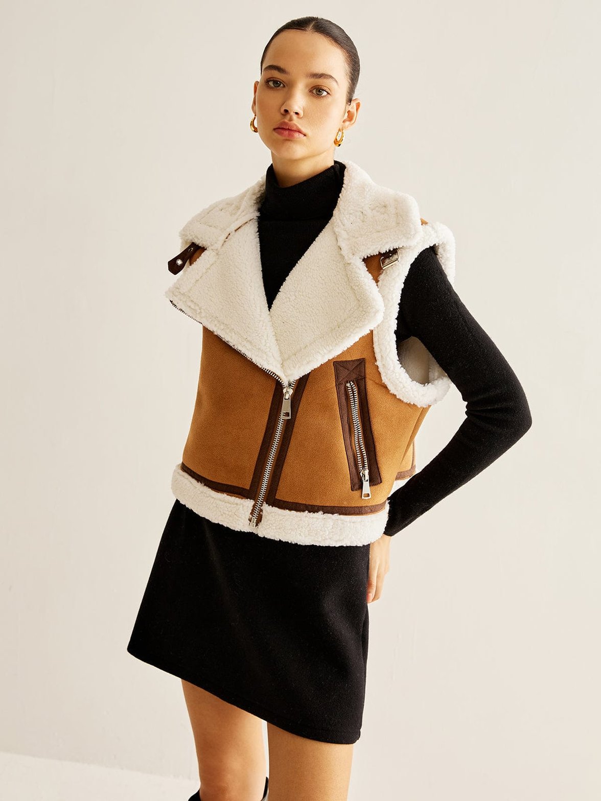 Gilet polaire doublé mouton style moderne