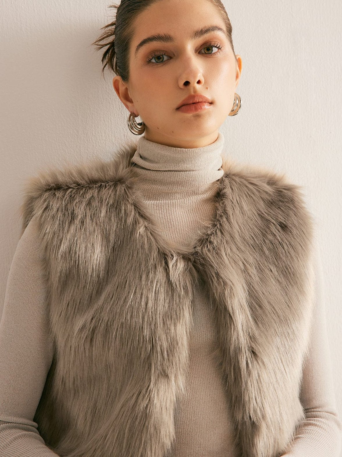 Gilet sans manches fausse fourrure chaleur