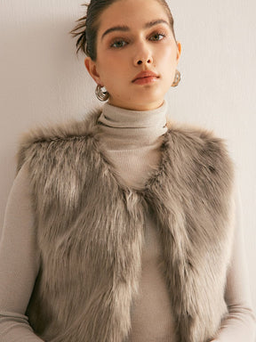 Gilet sans manches fausse fourrure chaleur