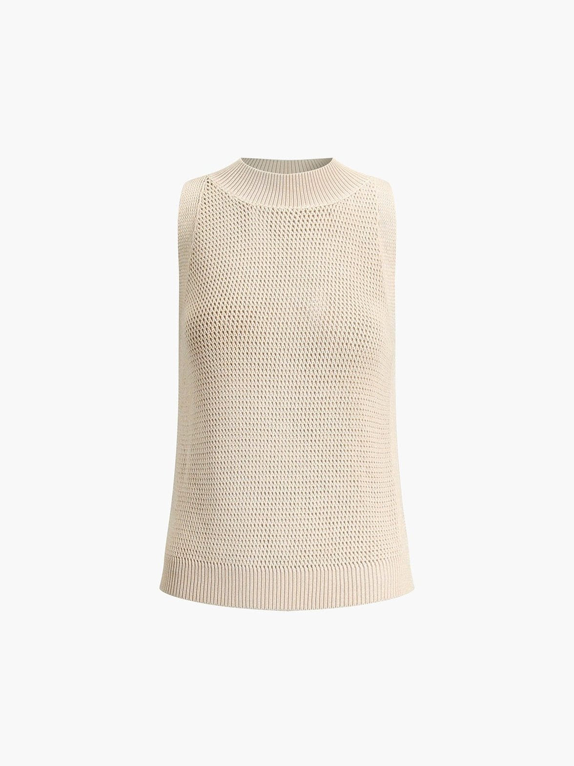 Gilet tricot beige vue ensemble grâce