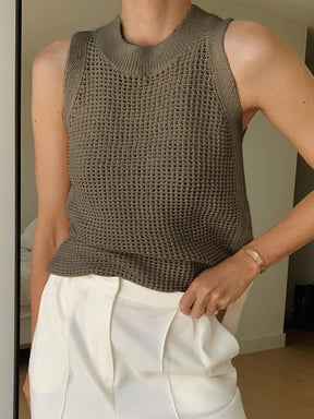 Gilet tricot beige vue style délicatesse